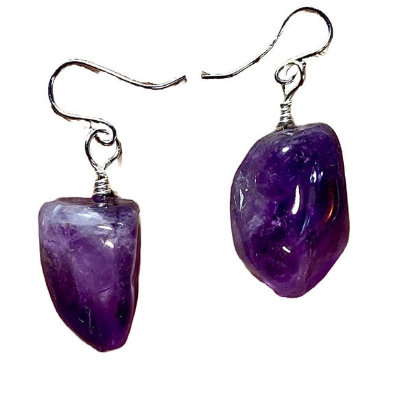 Jewel Design by Grace Jewelry - Amethyst Nugget earrings. Beautiful stones